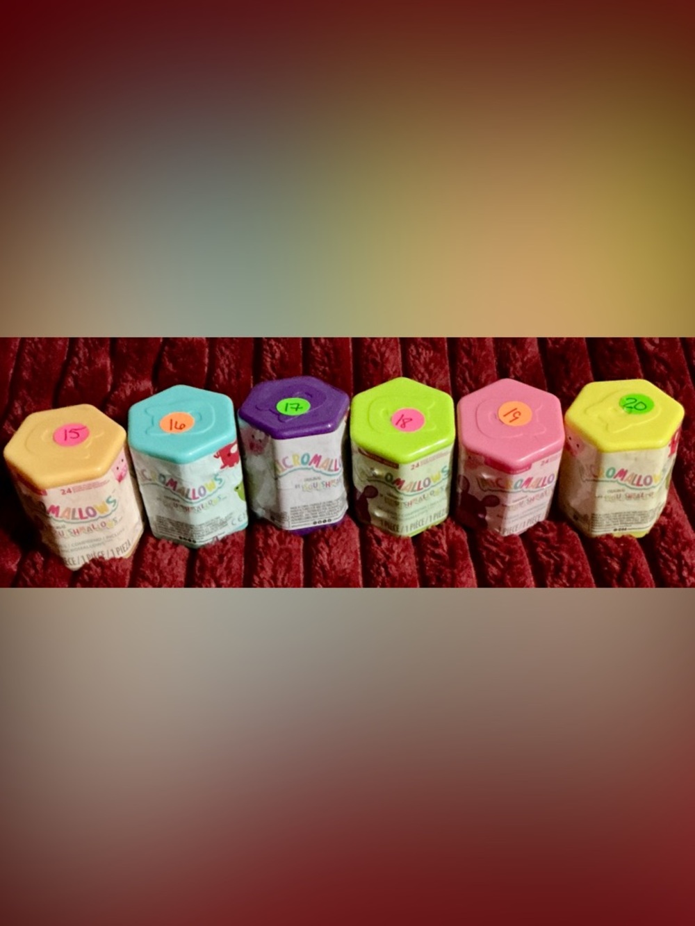 Squishmallows Collectible Hex Set - Pink, Blue, Purple, Green, Yellow, Peach